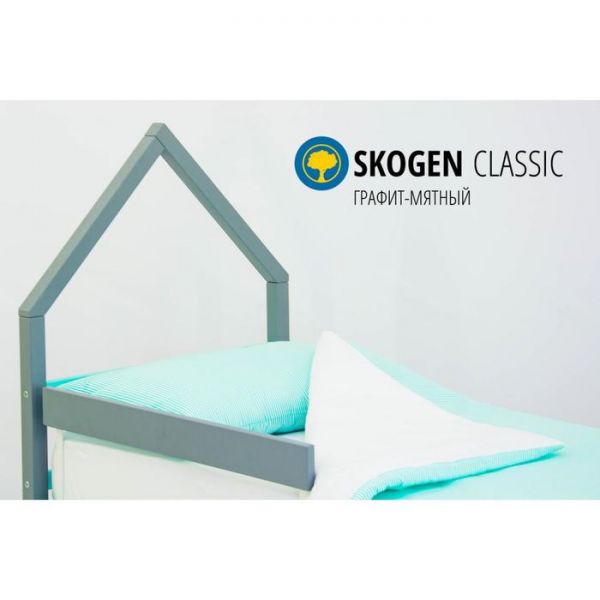 Детская кровать-домик мини "Svogen графит-мятный"
