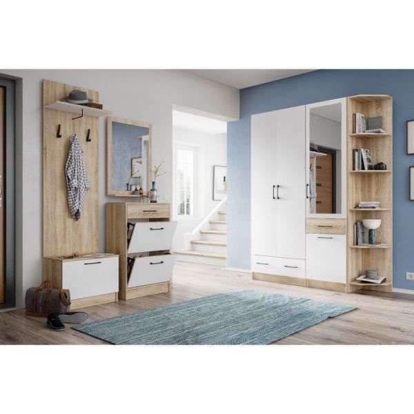 Тумба под обувь Денвер 900х380х750 дуб сонома/Белый