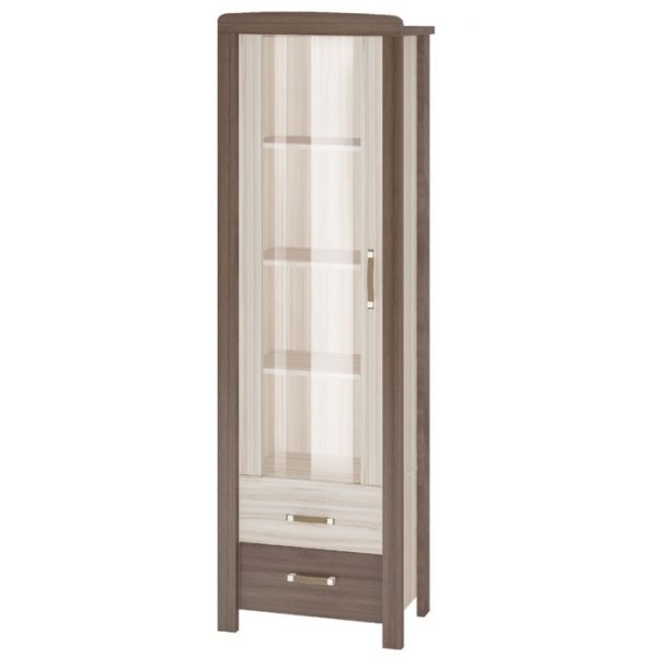 Витрина со стеклянным фасадом, 600 ? 360 ? 1910 мм, цвет карамель / белый