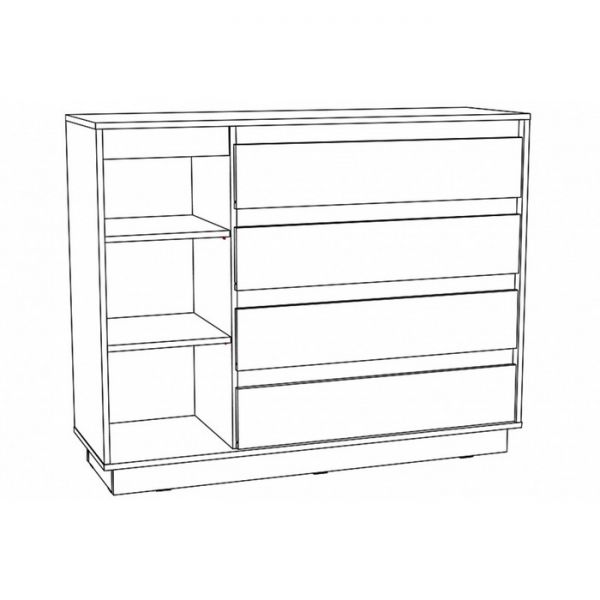 Комод Virginia НМ 011.01, 1242х400х994 Белый Скандинавский/Ясень Анкор темный