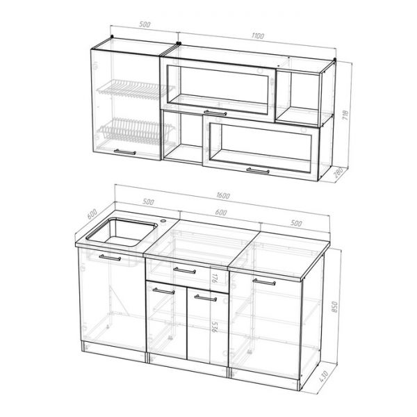 Кухонный гарнитур Симона стандарт  1600