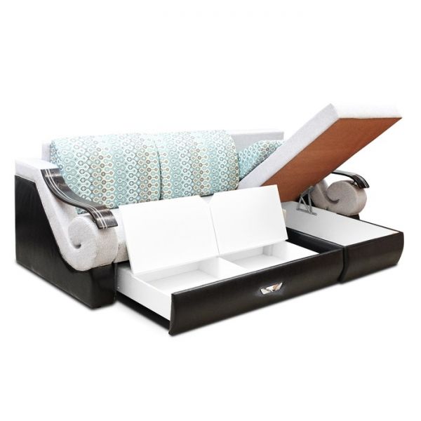 Диван «Дубаи 2» с оттоманкой, ППУ, правый угол, цвет монтана 273 / астор 900 / султан блю