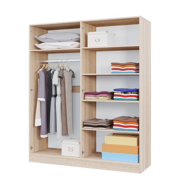 Шкаф 4х ств Леси, 1600х1900х466, Дуб сонома/Дуб сонома/Белый