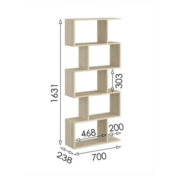 Стеллаж открытый мини «Салоу 2», 700 ? 238 ? 1631 мм, цвет дуб сонома