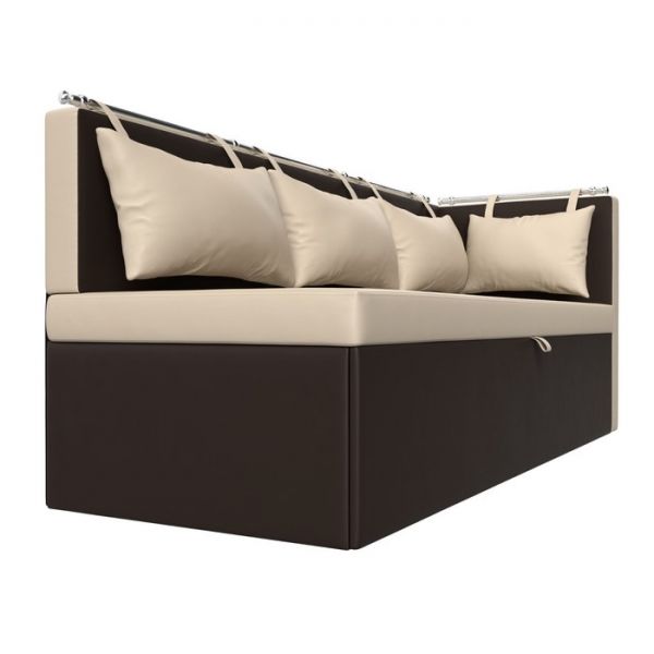 Кухонный диван «Метро с углом», механизм дельфин, экокожа, цвет бежевый / коричневый