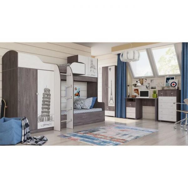 Двухъярусная кровать №2 «Омега 18», 800 ? 2000 мм, цвет ясень анкор тёмный / анкор светлый