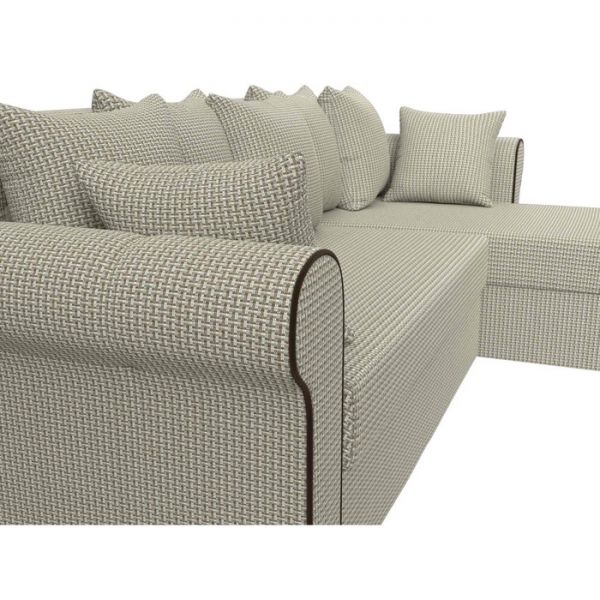 Угловой диван «Рейн», механизм еврокнижка, угол правый, рогожка, корфу 02 /кант коричневый