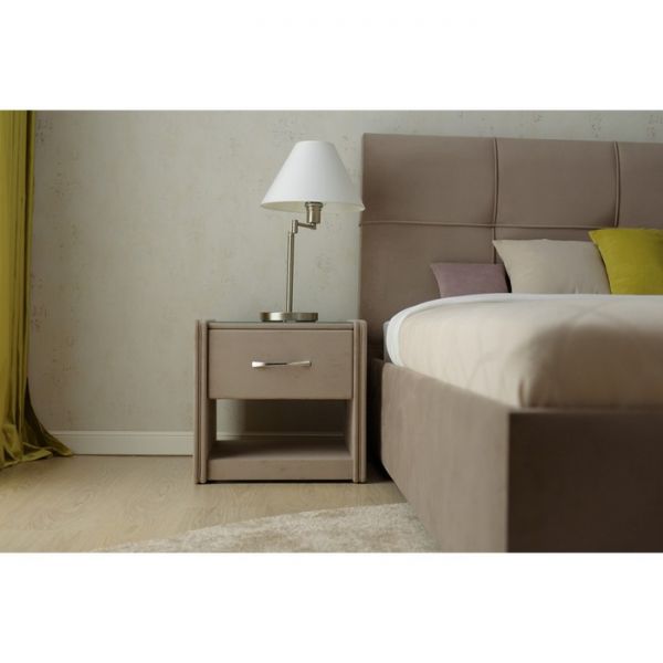 Тумба широкая «Алеро», 1 ящик, прозрачное стекло, велюр velutto 11, цвет розовый