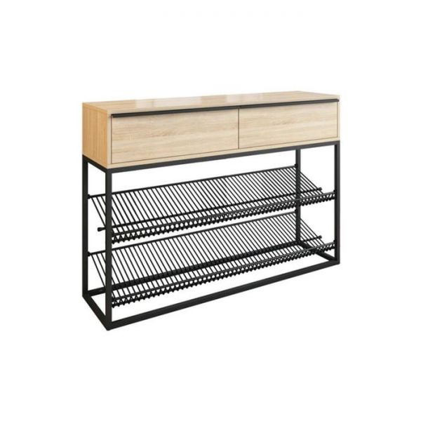 Обувница 1150х300х800 Крафт-2 черный муар/дуб сонома