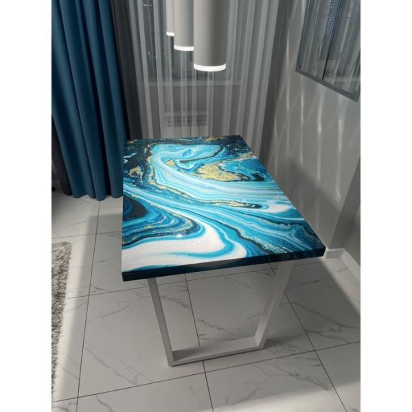 Обеденный стол «Квадро», 1200 ? 800 мм, опора «П» чёрная, фотопечать, цвет малахит