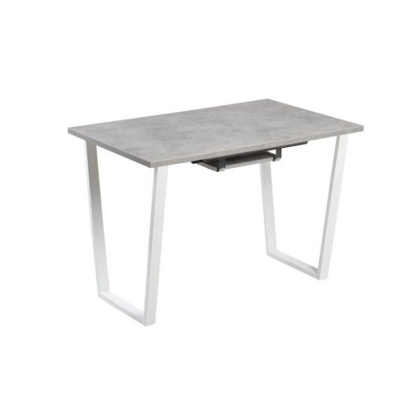 Стол АТЛАНТ-09 1620/2220*950х750 Бетон Чикаго светлый/Опора АТЛАНТ-Белый глянец