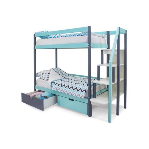 Детская двухъярусная кровать Бельмарко Svogen графит-мятный
