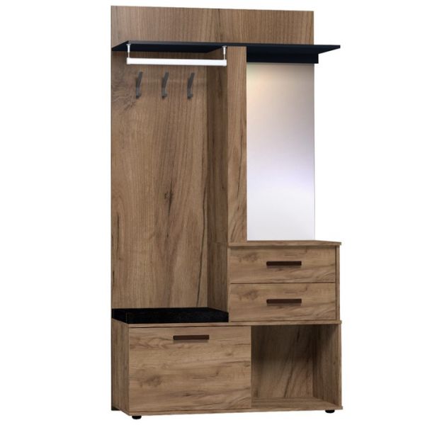 Шкаф Nature 70, 1120 ? 400 ? 2113 мм, цвет дуб табачный craft / чёрный