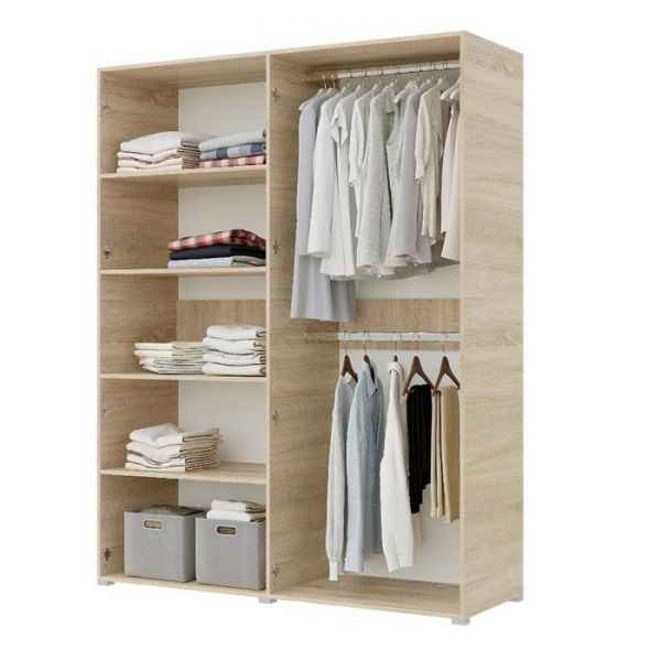 Шкаф 4х дверный с зеркалами Горизонт, 1800х570х2072, Дуб сонома/Белый