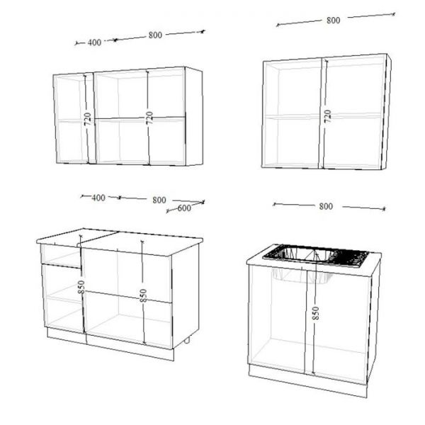 Кухонный гарнитур 22 ЛОФТ Серый/Рустик натур/Бетон темный/Дуб бунратти 2000х600