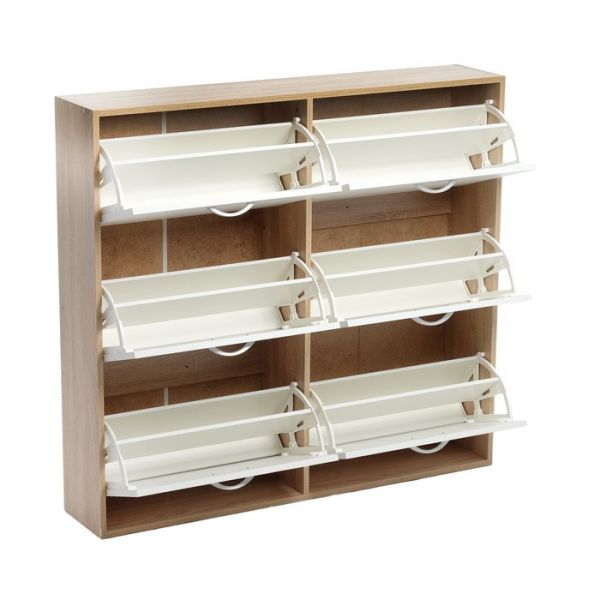 Обувница Приветливая-4, 1186х223х1096, Дуб сонома/белый