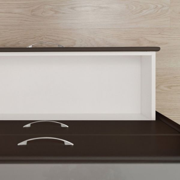 Комод «Алеро», 3 ящика, 1010 ? 375 ? 765 мм, экокожа, стекло, цвет взбитые сливки