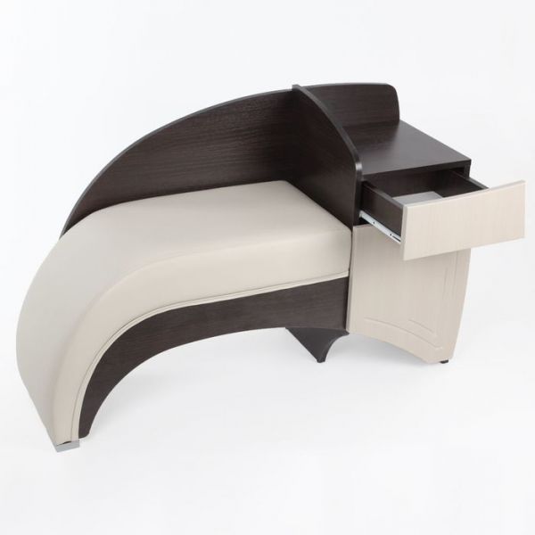 Диванчик с тумбой 1110х380х700 Венге/МДФ-Лен БелыйКож.зам бежевый исполнение правое