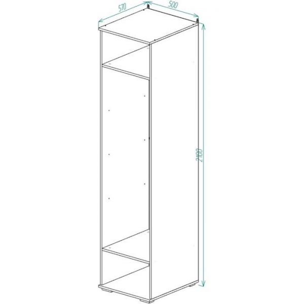 Пенал  ЛАЙТ 2100х500х570 Белый/корпус Дуб Сонома