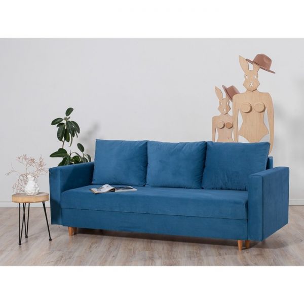 Прямой диван «Ванкувер», механизм еврокнижка, велюр, цвет серый