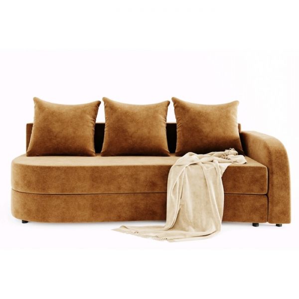 Диван прямой «Гитара», еврокнижка, ППУ, велюр, локоть правый, цвет селфи 10