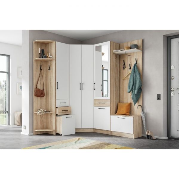 Обувница Денвер 600х360х990 дуб сонома/Белый