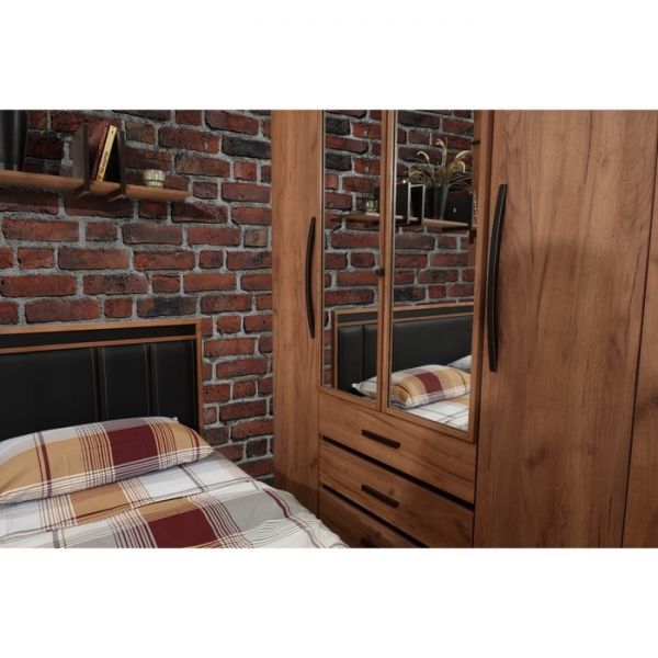 Шкаф для одежды и белья Nature 555, 1600 ? 595 ? 2300 мм, цвет гаскон пайн / чёрный