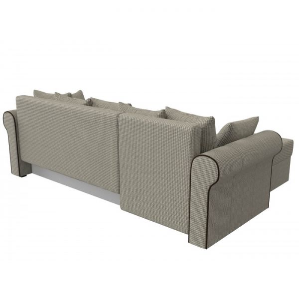 Угловой диван «Рейн», механизм еврокнижка, угол правый, рогожка, корфу 02 /кант коричневый