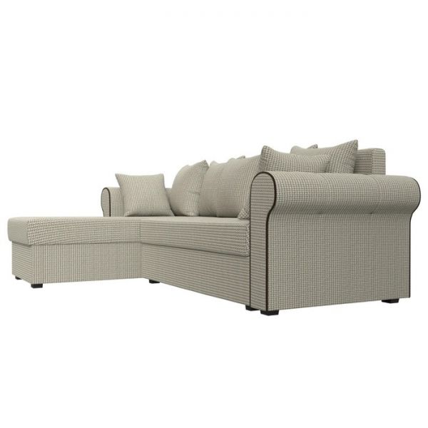 Угловой диван «Рейн», механизм еврокнижка, угол правый, рогожка, корфу 02 /кант коричневый