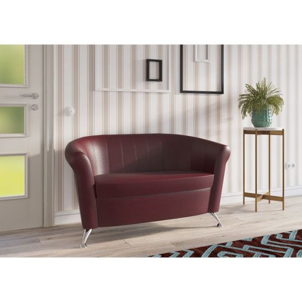 Диван «ЛАГУНА», обивка кожзам бордовый