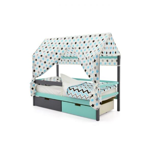 Детская кровать-домик Бельмарко Svogen графит-мятный