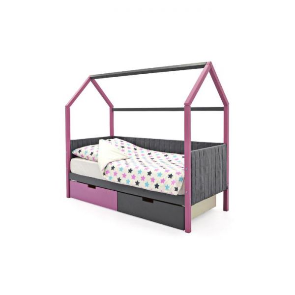 Детская кровать-домик мягкий Бельмарко  Svogen лаванда-графит