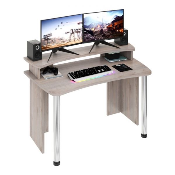 Стол СКЛ-Софт140 с надстройкой, 1400 ? 750 ? 950 мм, цвет белый жемчуг