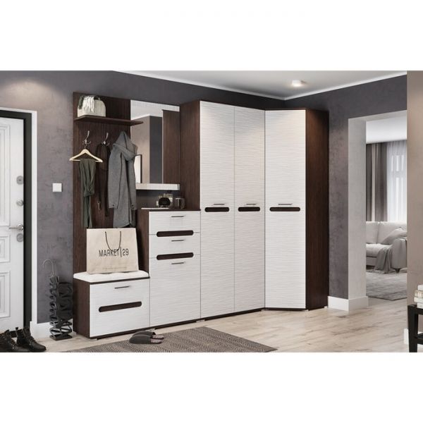 Вешалка настенная МИШЕЛЬ 600х266х1700 венге цаво/МДФ белый страйп