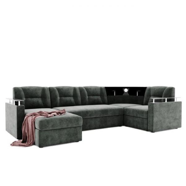 Диван «Титаник» с подсветкой, механизм дельфин, угол правый, ЛДСП венге, цвет селфи 01