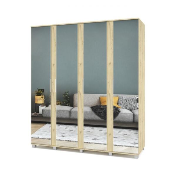 Шкаф Пандора-П43 520х1900х2100 4-х створчатый с зеркалом Дуб ирландский