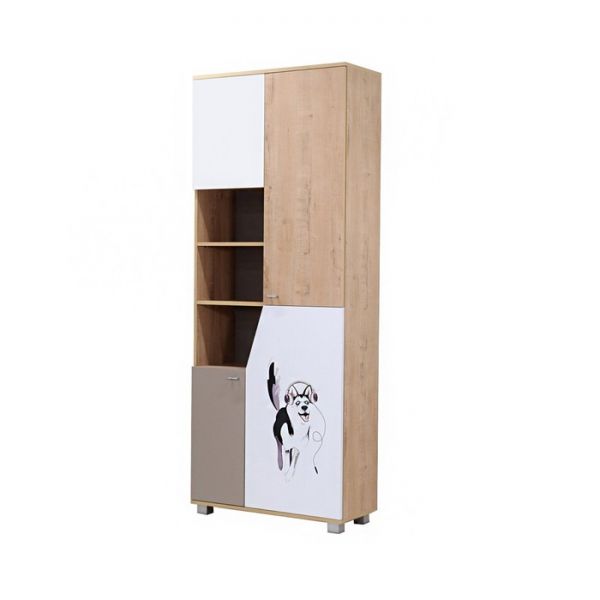 Стеллаж Хаски-4 стеллаж ирландский дуб/белый/мокко
