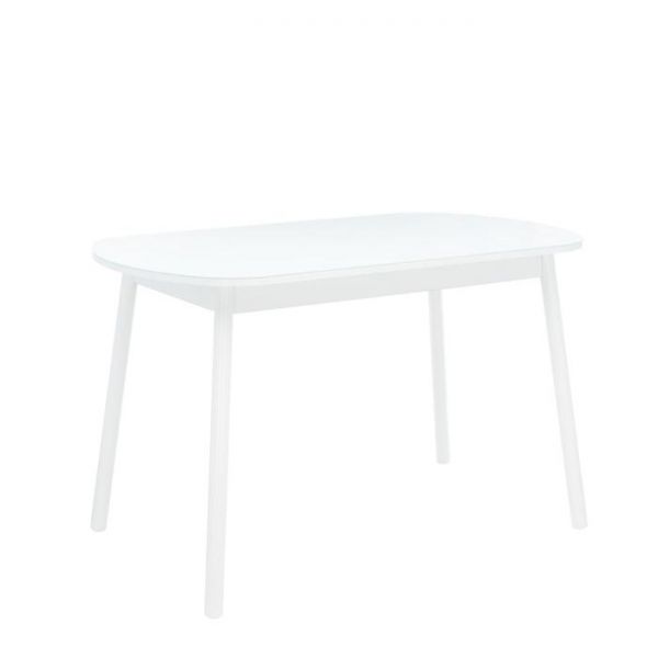 Стол раздвижной Leset Мидел, металл белый, стекло белое 1200/1520х700х740