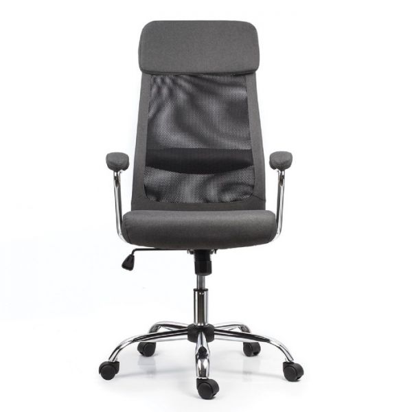 Кресло офисное BRABIX "Flight EX-540", хром, ткань, сетка, серое