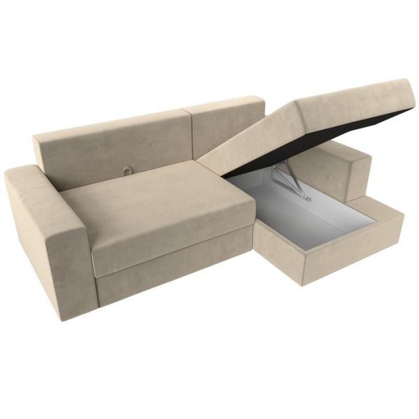 Угловой диван «Мэдисон», механизм еврокнижка, микровельвет, цвет коричневый