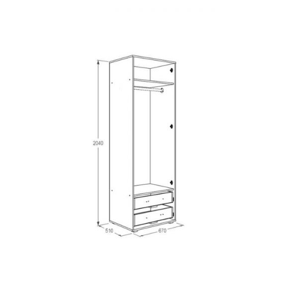 Шкаф 2-х дверный для одежды «Омега 16», 670 ? 510 ? 2040 мм, ясень анкор светлый / тёмный
