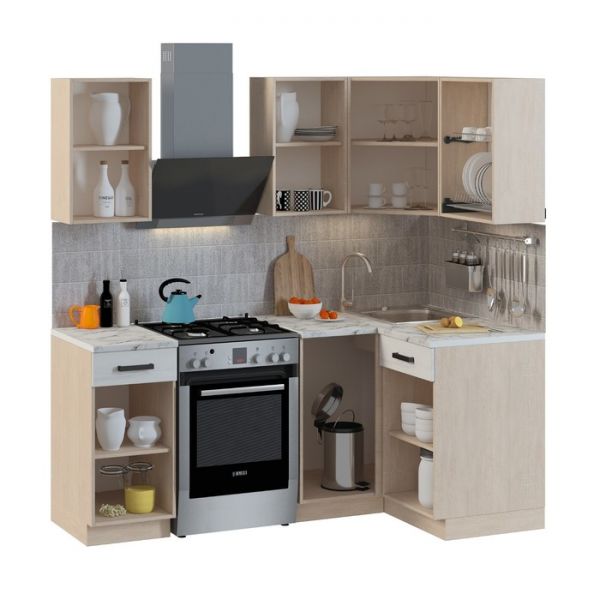 Кухонный гарнитур Алиса Loft  Угловой№3 1400х1100 Дуб сонома/ Сосна белая Loft