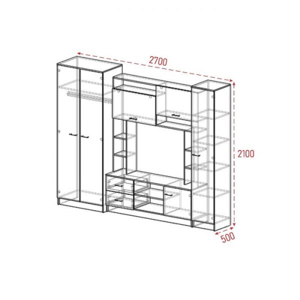 Гостиная МАРТА-11 2700х500х2100 Белый гладкий