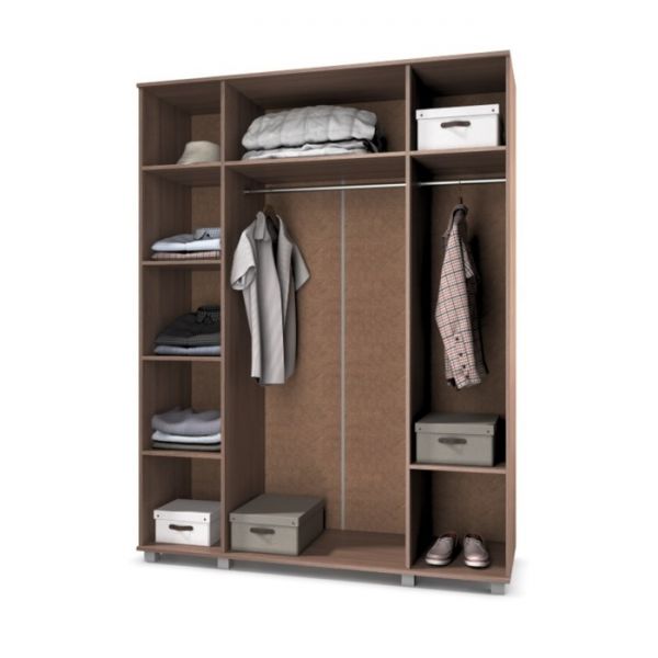 Шкаф четырёхстворчатый Ева, 520x1600x2100, Ясень шимо темный/светлый