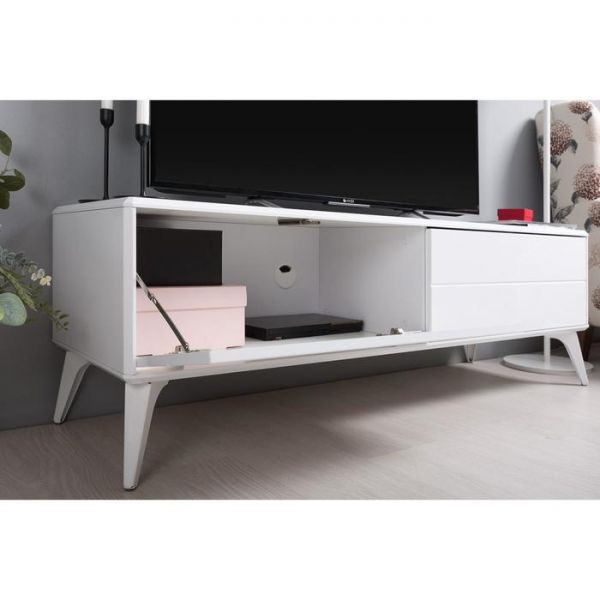 Тумба под ТВ Спейс 13.64, 1400х432х457, Белый/Белый глянец МДФ