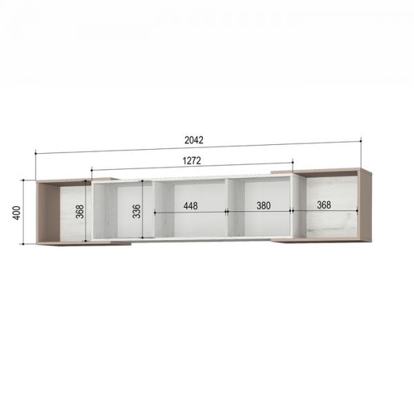 Полка навесная «Зефир № 7.1», 2042 ? 304 ? 400 мм, цвет дуб эльза / мокко