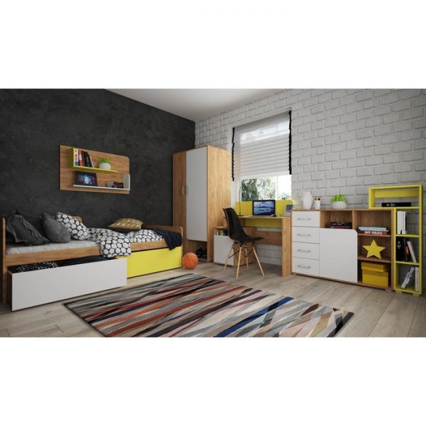 Молодежная Дастин 1 Дуб Вотан/Белая Аляска/Желтый шафрановый