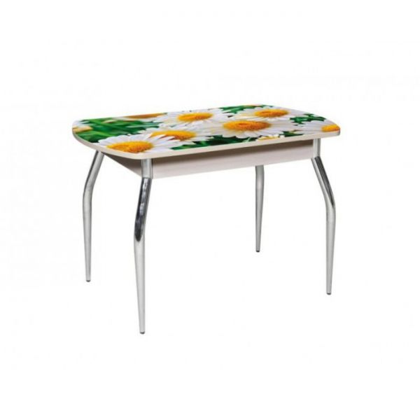 Стол "Грация" нераздвижной 1,1 м, покрытие стекло, механизм бабочка, белёный дуб