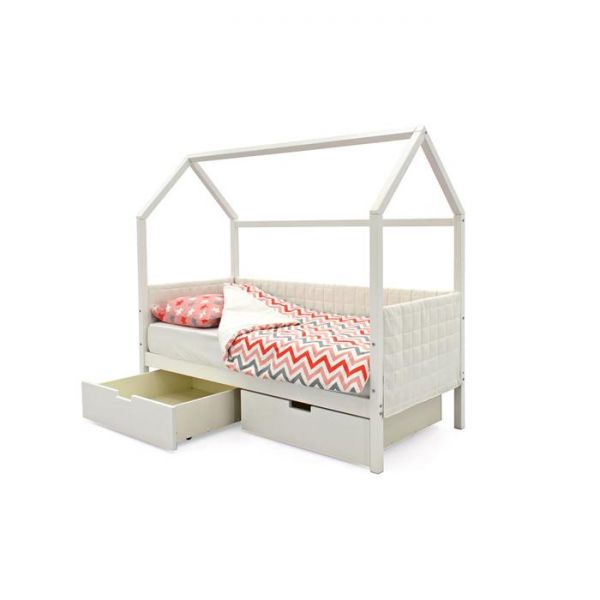 Детская кровать-домик мягкий Бельмарко  Svogen белый