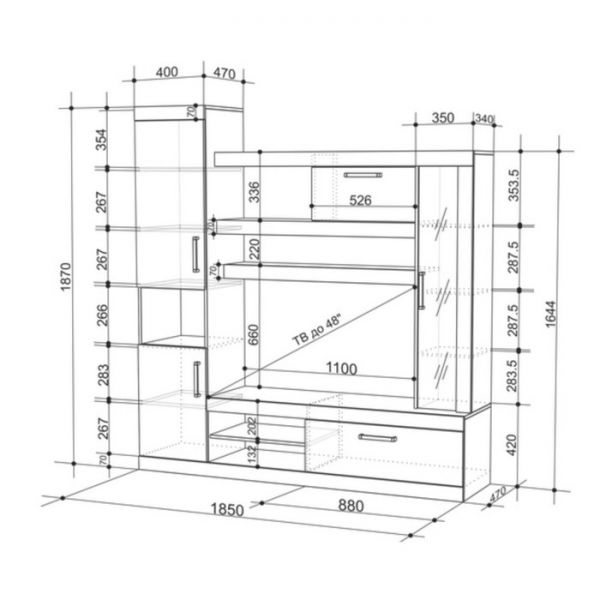 Мини-стенка Макси Дуб сонома/Скала